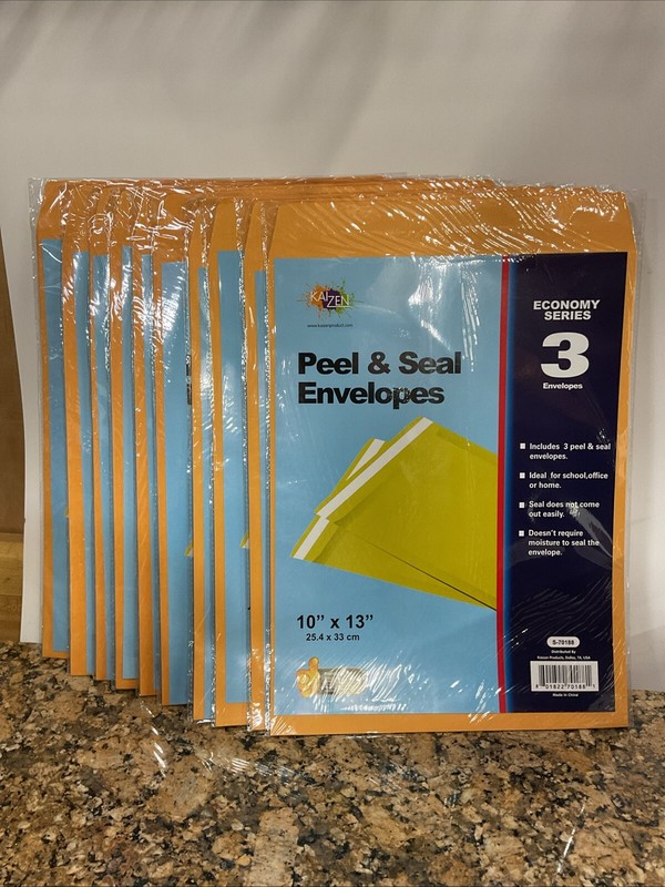 10X13 Self-Seal Peel & Seal Brown Kraft Catalog Envelopes Kaizen 30 Count