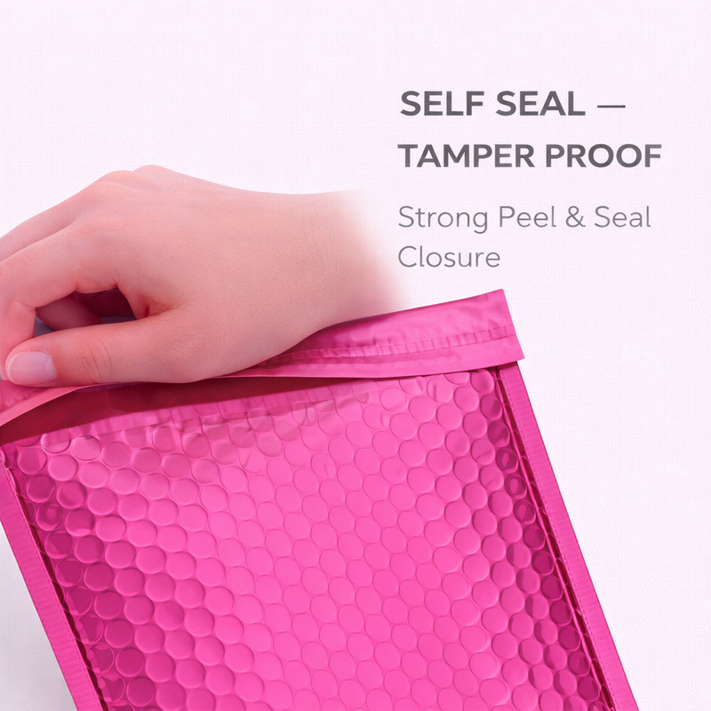 6.5x10 Metallic Hot Pink Poly Bubble Mailers Padded Self Seal Shipping Bulk gallery