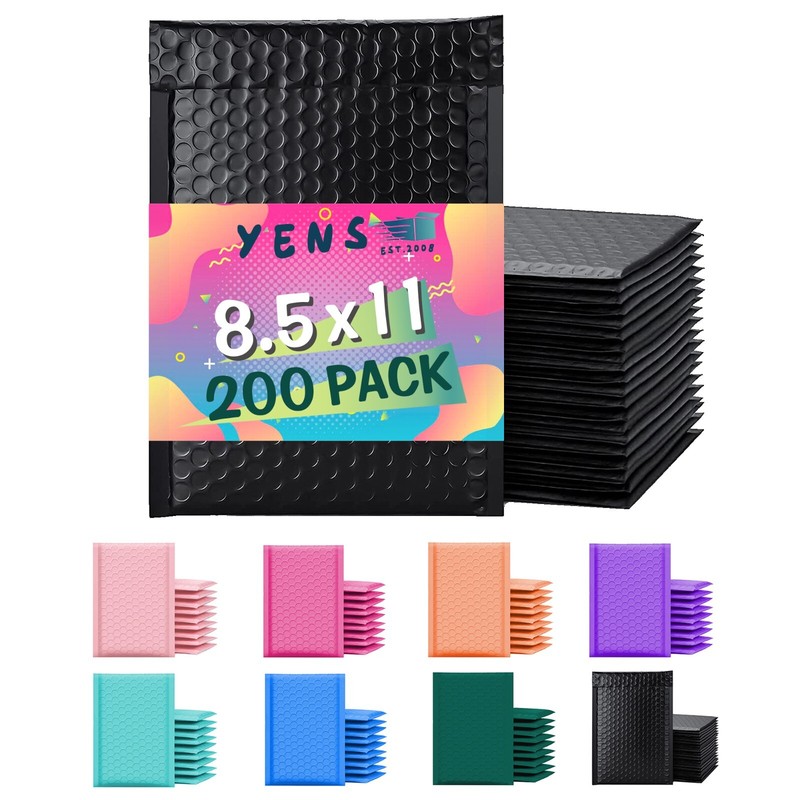 Yens® 200 #2 Poly Bubble Padded Envelopes Mailers 8.5 X 11 -Black