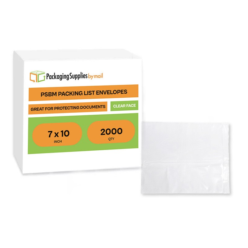 7″x10″ Plain Face Clear View Packing List Enclosed Envelopes Self Seal 2000 Pcs