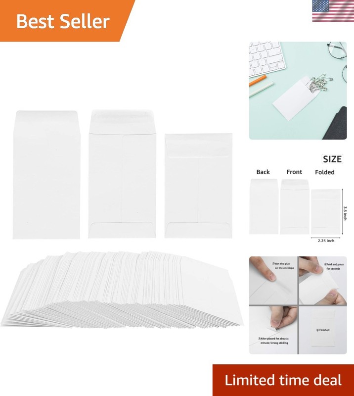 100 Pack White Small Coin Envelopes Self-Adhesive Kraft Paper Seed Envelopes …