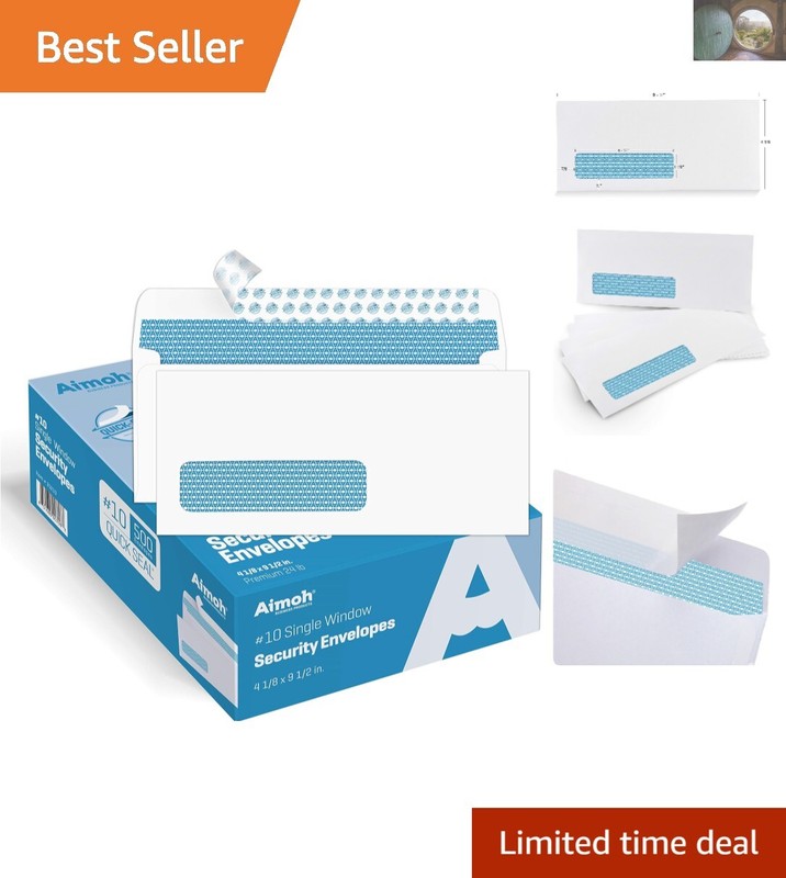 Security Tinted Self-Sealing Envelopes (500 Count) – 4-1/8 x 9-1/2 Inch Size