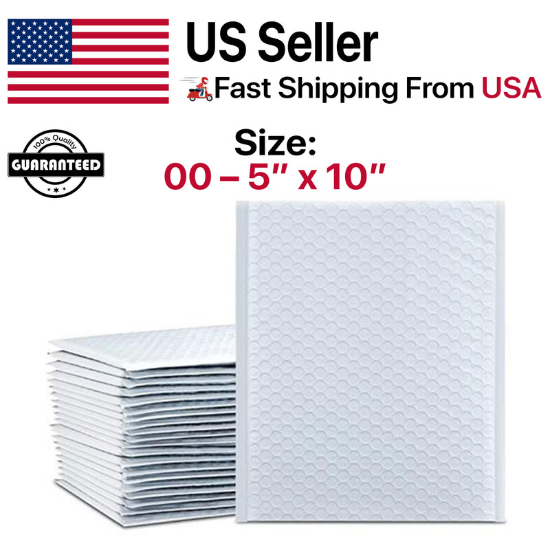 #00 5×10 (5×9) Poly Bubble Mailers Padded Envelopes Mailing Shipping Bags