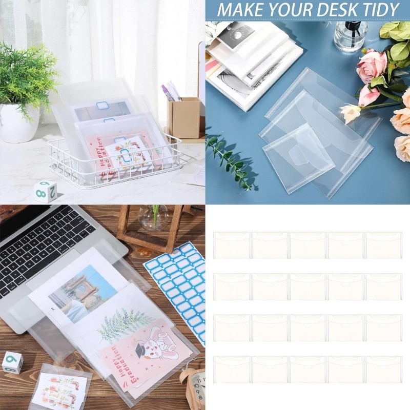 20Pieces File Pouches Clear Envelope Storage Bag Document Folder Water Resistant gallery