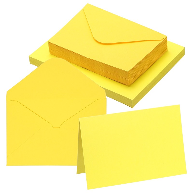 50Sets 4 x 6″ Blank Greeting Cards and Envelopes, Right Angles Cards, Yellow