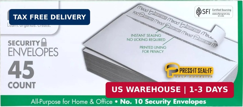 Mead #10 Security Business Envelopes Letter Size 4-1/8″ x 9-1/2″ – Peel and Seal