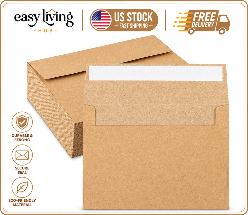 50 Pack Kraft Envelopes 4 X 6 Inch Brown Envelopes,A4 Envelopes, Card Envelopes,