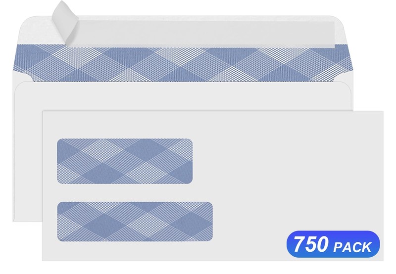 750#9 Double Window Security Envelopes, NO.9 Self Seal White Envelopes Design…