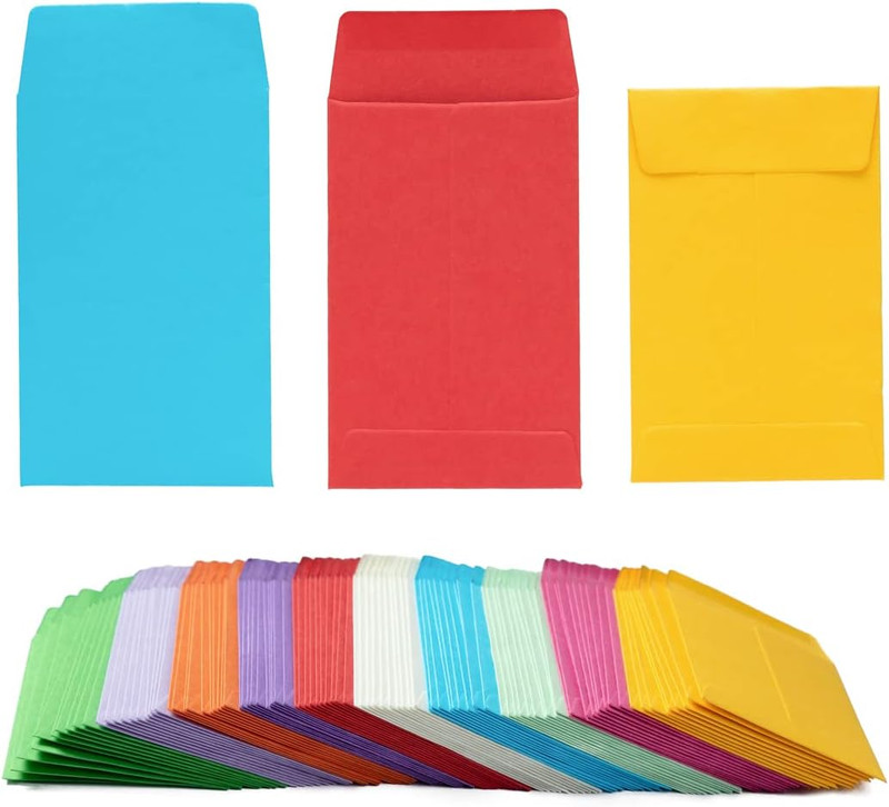 500 Pieces Colorful Small Coin Envelopes Self-Adhesive Seed Envelopes Mini Parts