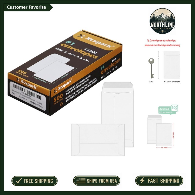 500 PCS Self-Sealing Classic Envelopes, 2-1/4” x 3-1/2” – Ideal for Mailing