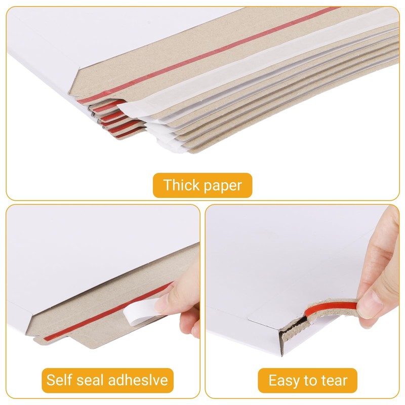 25 Pack 13x18 Inch Large Rigid Mailer Self Seal White Cardboard Envelopes gallery