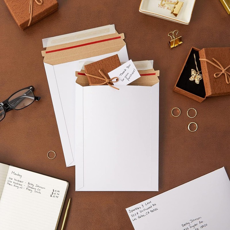 100-1000 White Flat Photo Mailers Document Envelopes Cardboard Self Seal Mailer gallery