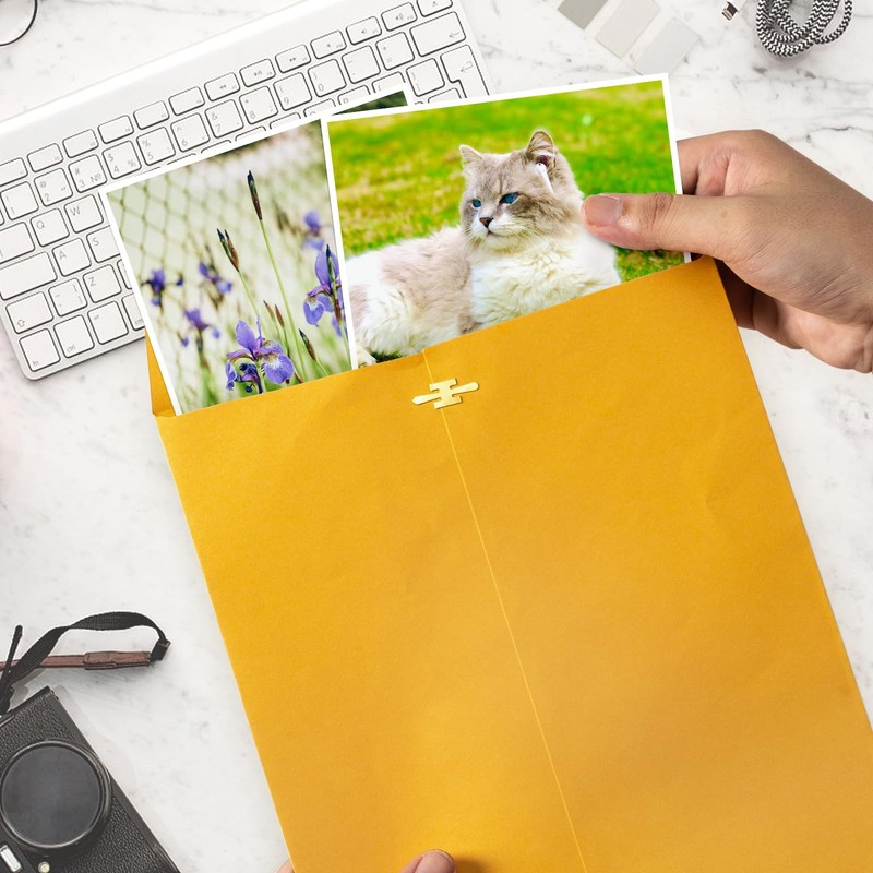 20 Pack Clasp Envelopes 9 x 12, 100 GSM Heavy Paper, Goefun Large Yellow Mani... gallery