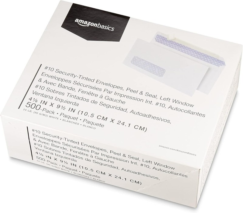 500-Pack Security-Tinted Self-Seal Business Envelopes with Left Window, White gallery