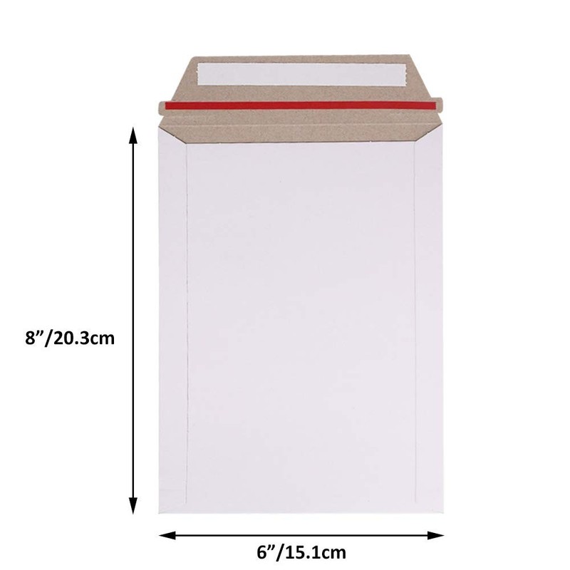 100 Pack 6X8 inch Self Seal Photo Document Mailers Stay Flat White Cardboard ... gallery