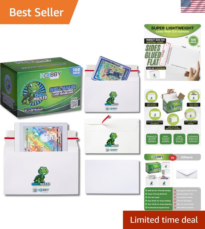 100 Pack Shell Mailer Trading Card Envelopes by , 7" x 4.35" Trading Card Mai...