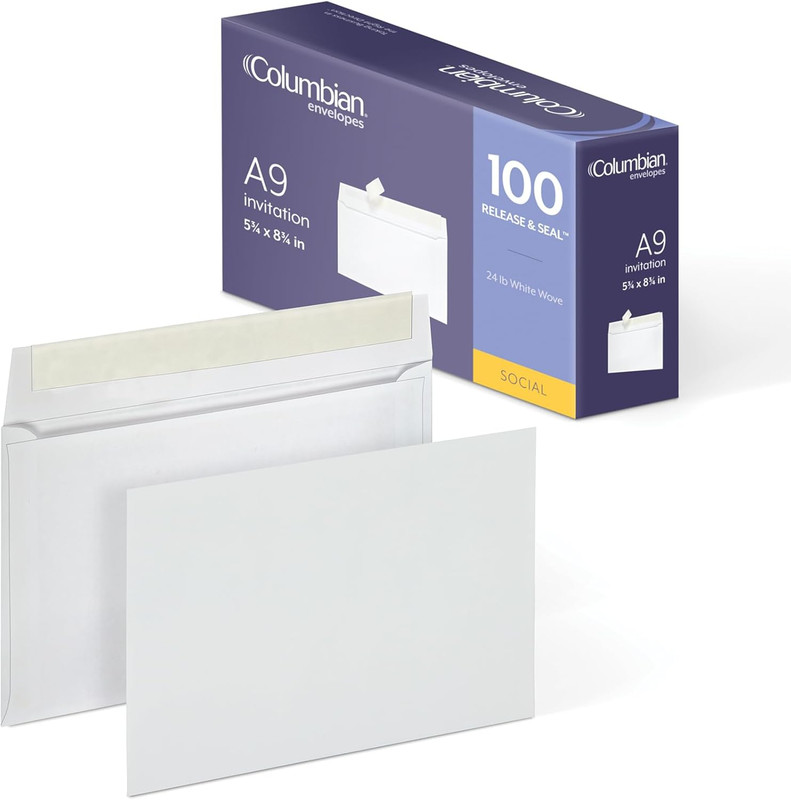 A9 Envelopes with Self Seal Closure, 5-3/4 x 8-3/4 Inches, 24 lb. White, For Gre gallery