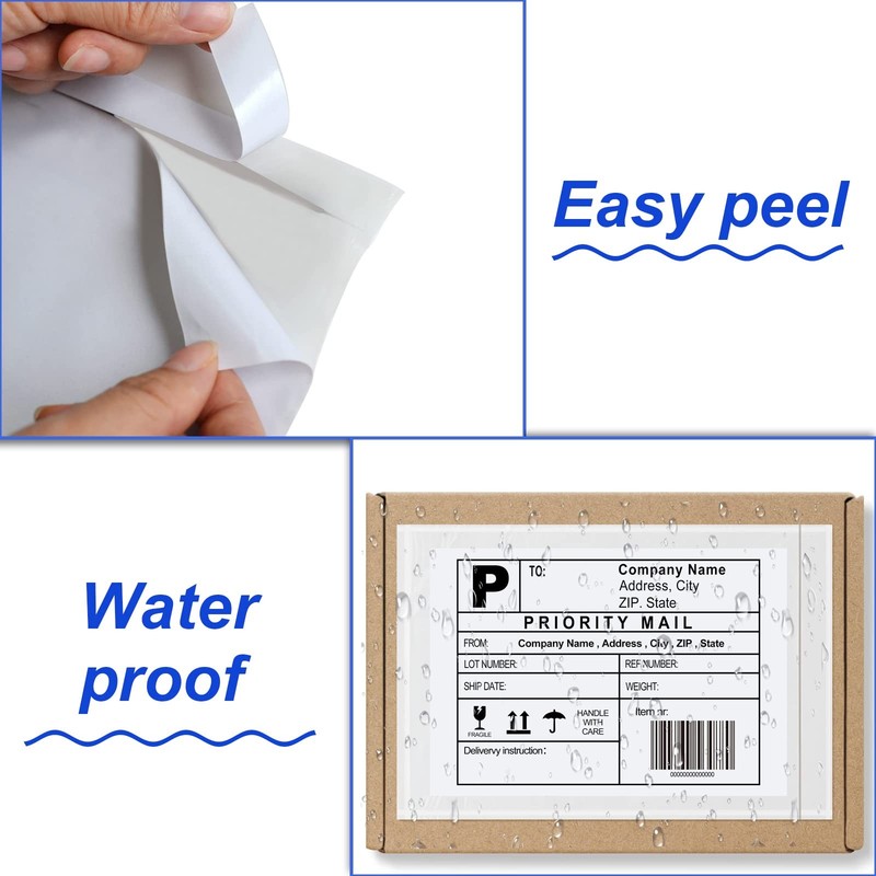 100 Pack 4.5x5.5 Inch Clear Adhesive Top Loading Packing List Label Envelopes gallery
