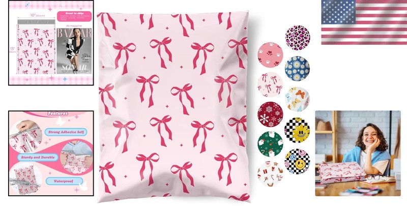 50Pcs Stylish Self-Seal Poly Mailers 10x13 Inch for Small Business - Pink Bows gallery