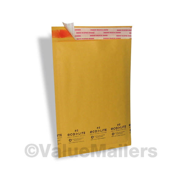 #0 200 6.5×10 Ecolite Kraft Bubble Mailers Padded Envelopes Bags 6.5 x 10