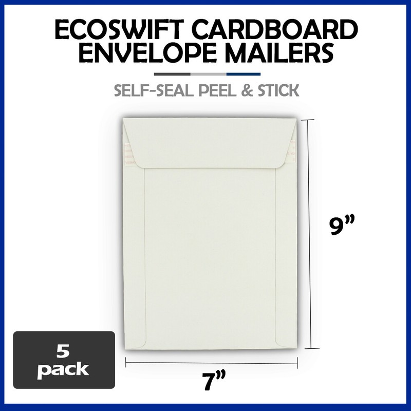5 – 7×9 “EcoSwift” Brand Self Seal Cardboard CD/DVD Envelope Mailers 7″ x 9″