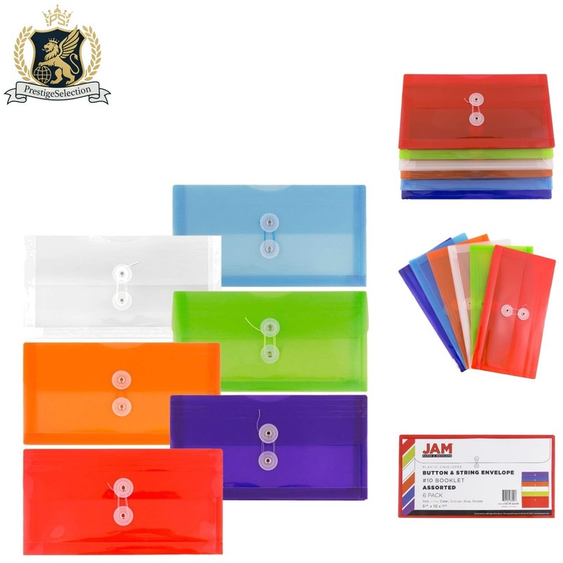 Secure & Stylish Plastic Booklet Envelopes – Button Closure – 5.25 x 10 – 6 Pack