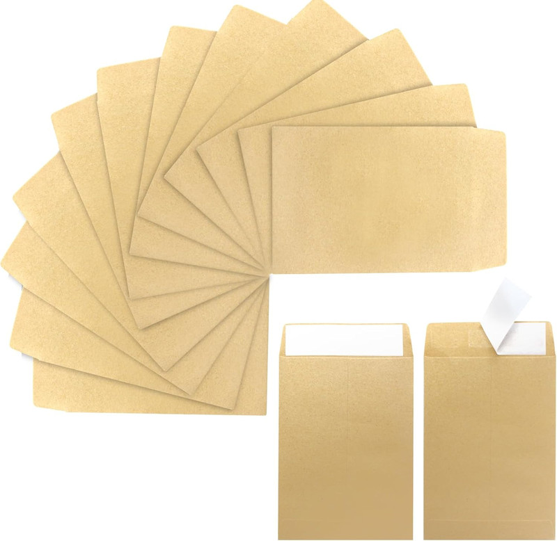 100 Pack Kraft Small Coin Envelopes, 3.23"4.53", Brown, Fully Sealed Seed Envelo gallery