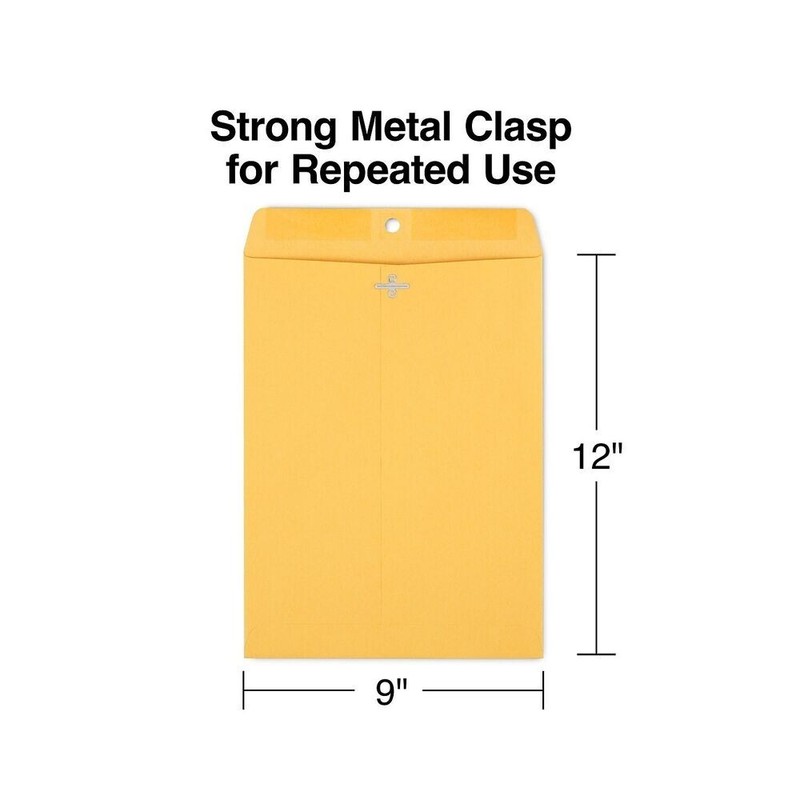 100 Pcs CLASP ENVELOPES 9x12 28lb Kraft Shipping Mailing Gummed Business Manila gallery