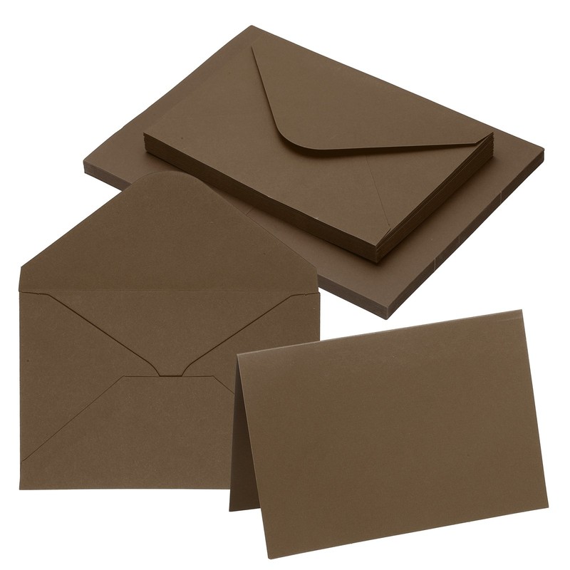 20Sets 4 x 6" Blank Greeting Card and Envelopes, Right Angles Cards, Dark Coffee