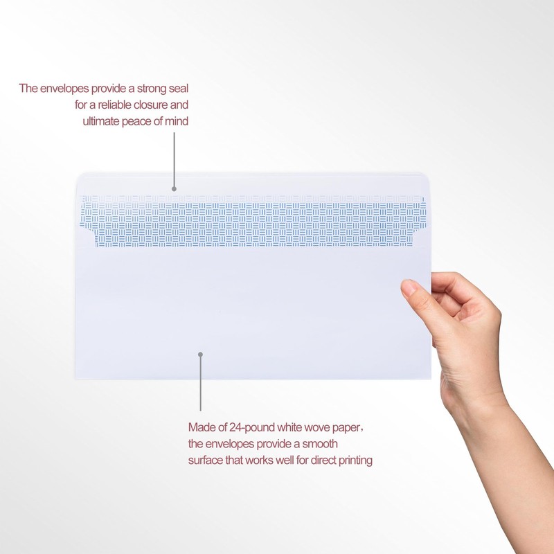 #10 Business Envelopes White 41/8 x 91/2 Inch SelfSeal Security Tint 60 Pcs f gallery