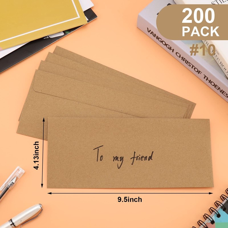 200 Pack #10 Business Envelopes 4-1/8 x 9-1/2 in Mailing Kraft Envelopes for ... gallery