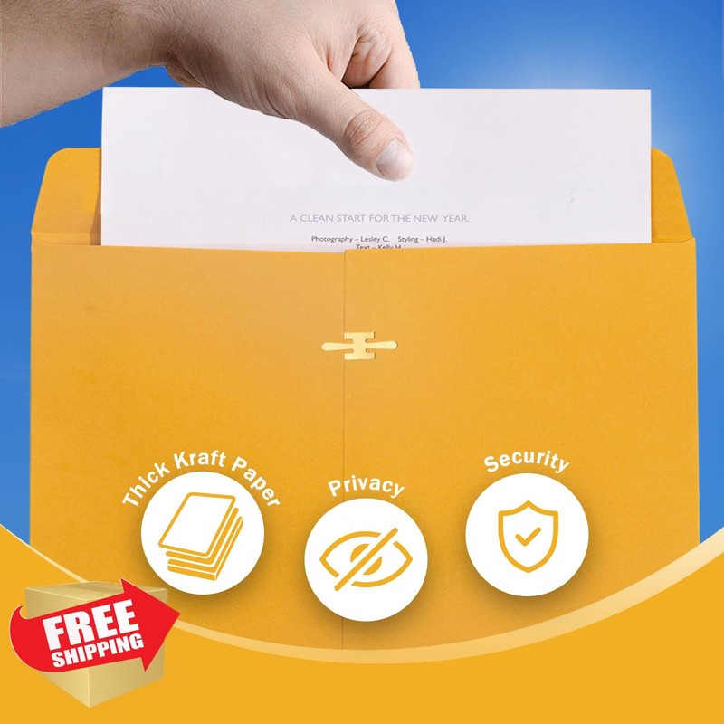 Goefun 11.5x14.5 Clasp Envelopes Yellow 100 Pack gallery