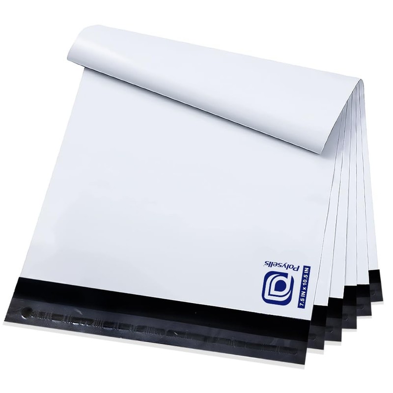 100 PCS White Poly Mailers Strong Adhesive Waterproof Mailing 7.5×10.5 Inch