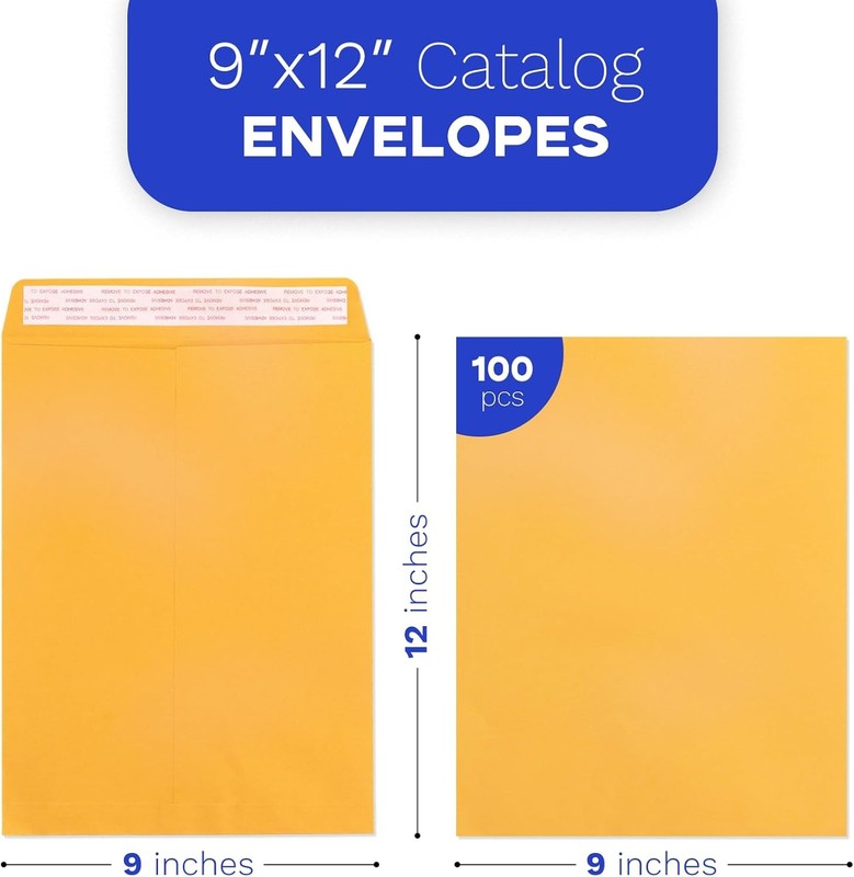 9x12 Manila Envelopes Self Seal 100 Pack, Goefun Yellow Brown 9x12, gallery