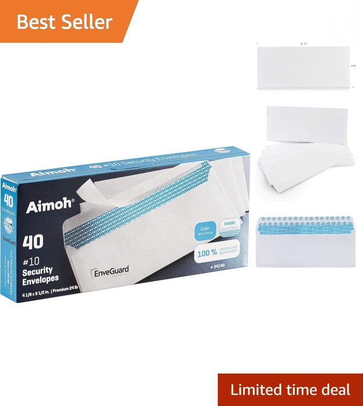 40 Count Security Tinted Self-Seal Envelopes – Windowless for Maximum Privacy