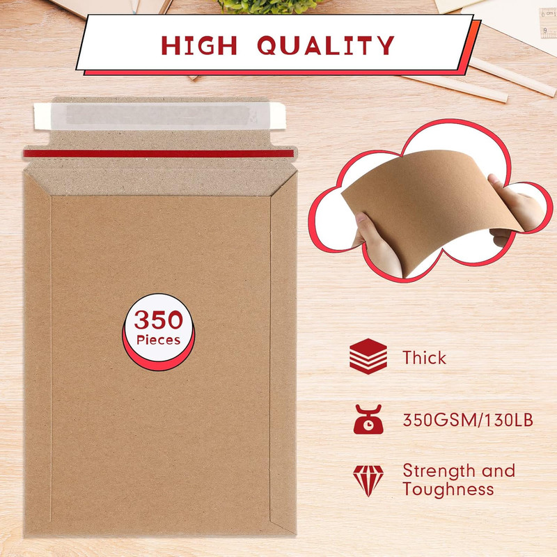 Fainne 350 Pieces 6X8 Rigid Photo Mailers, 350Gsm Keep Flat Cardboard Shipping E gallery