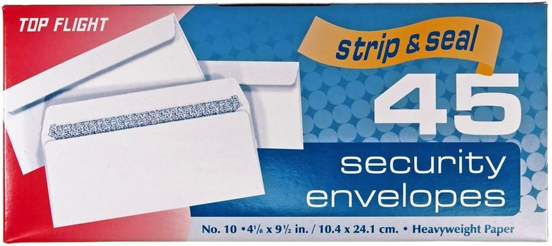 Number 10 Boxed Security Envelopes, Strip and Seal Closure, 4 1/8 X 9 1/2 Inches gallery