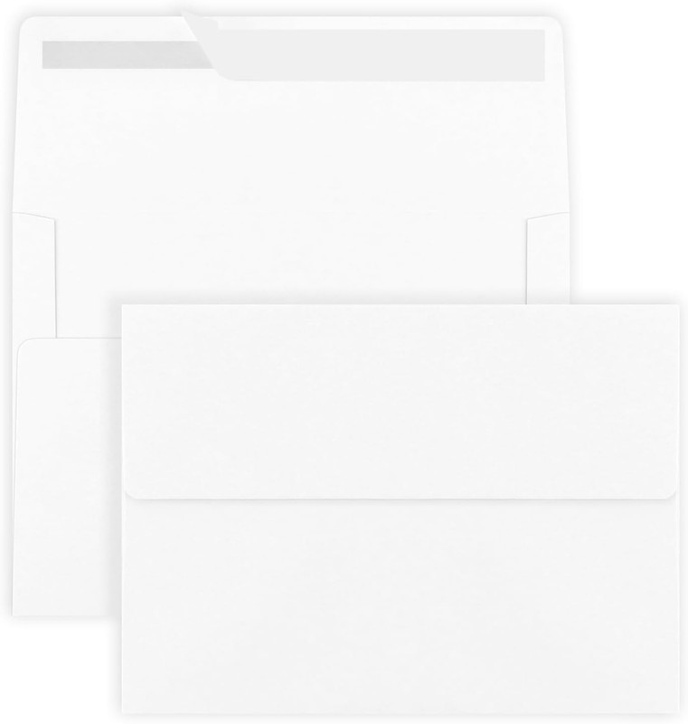 50 Pack 5X7 Envelopes, A7 White Envelopes Self Seal, Printable Envelopes for Inv