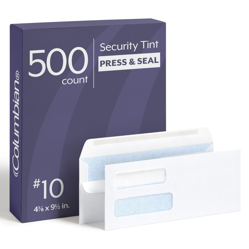 #10 Security Envelopes, 500 Pack, Double Window Self Seal Envelopes for Invoi…