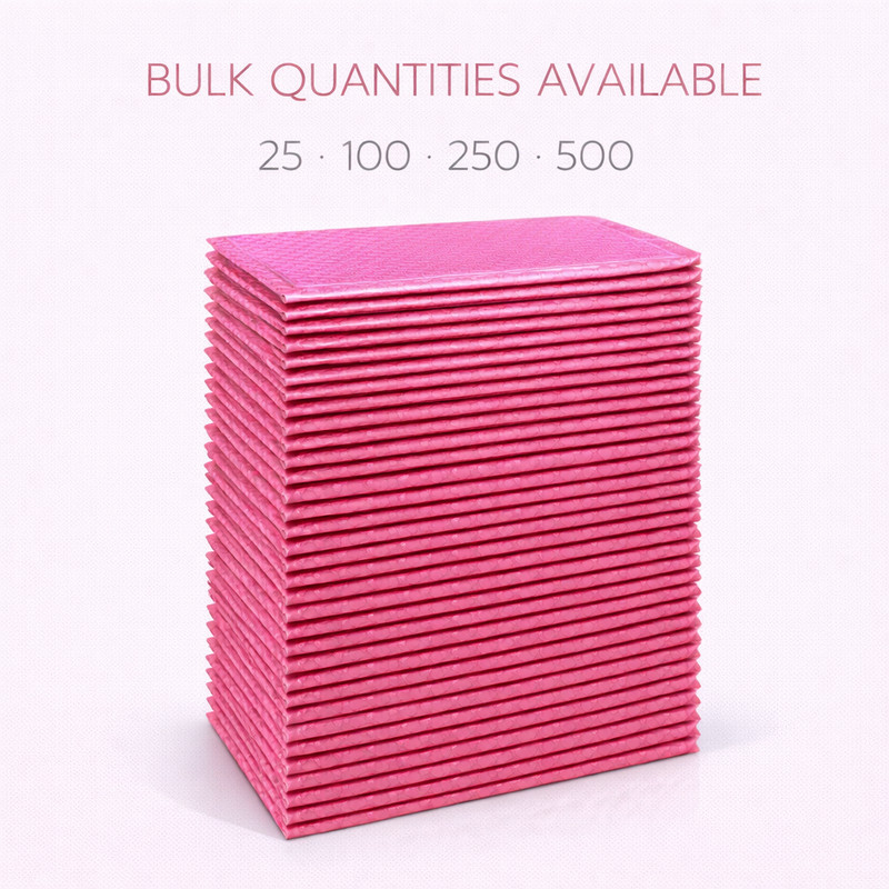 6.5x10 Metallic Hot Pink Poly Bubble Mailers Padded Self Seal Shipping Bulk gallery