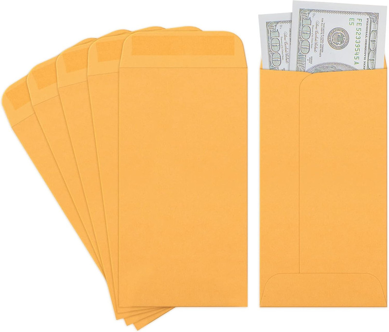3.5X6.5 Money Envelopes, Brown Kraft #7 Coin Envelopes, Small Parts Envelope wit
