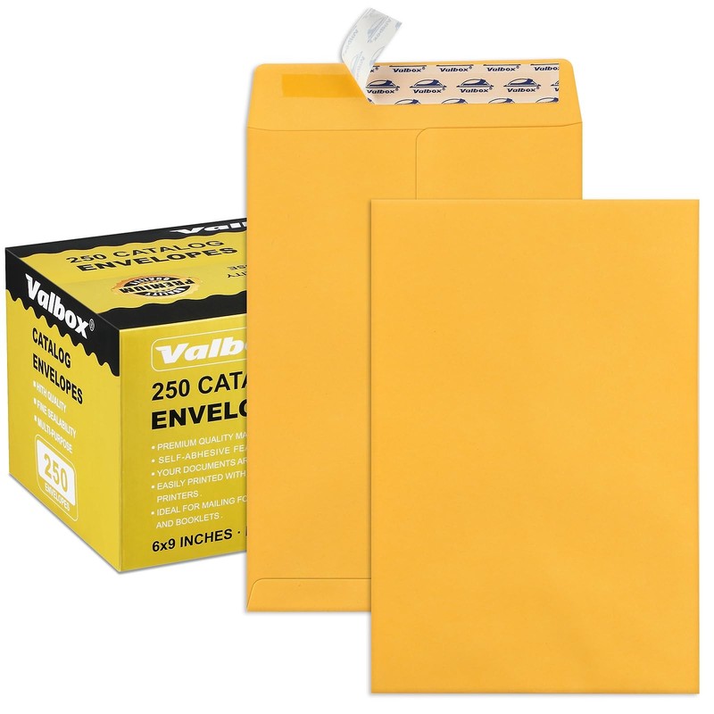 6×9 Seal Catalog Envelopes 250 Count Small Brown Kraft Envelopes for Mailing,…