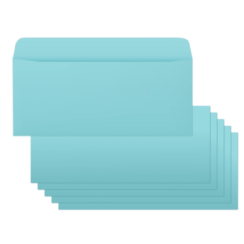 Business Envelops 200-Pack #10 Blue Envelopes Standard Square Flap Gummed Sea