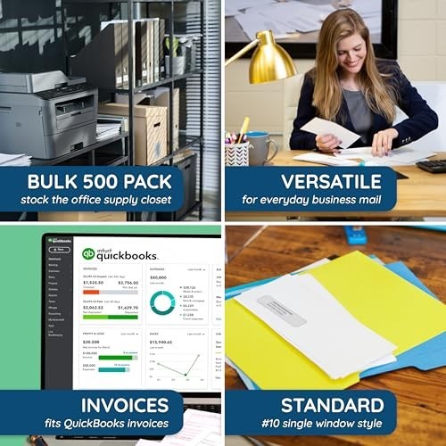 500 Self-Seal Number 10 Window Envelopes - Security Lining for Invoices & Docume gallery