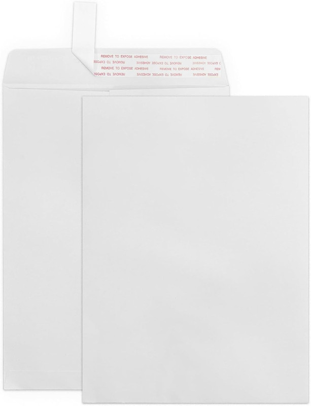 Geofun 9X12 Catalog Envelopes Self Seal 25 Pack, Large White Mailing Envelopes 9
