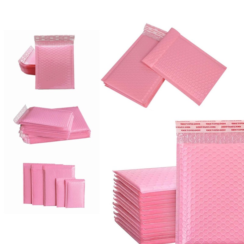 25 Pack 4x6 Inches Small Pink Poly Bubble Lined Mailers Padded Shipping Envel... gallery