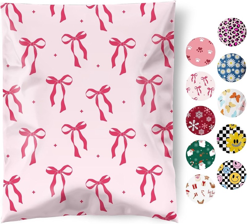 50Pcs Stylish Self-Seal Poly Mailers 10x13 Inch for Small Business - Pink Bows gallery