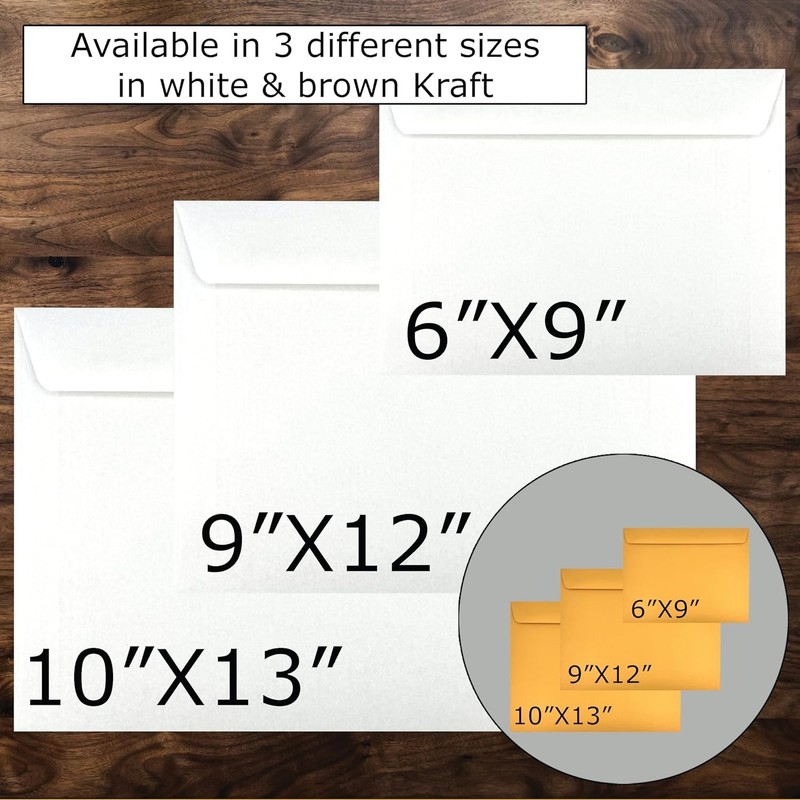 Reliable Heavy Duty 10" x 13" White Envelopes, 100 Count - Secure Mailing gallery