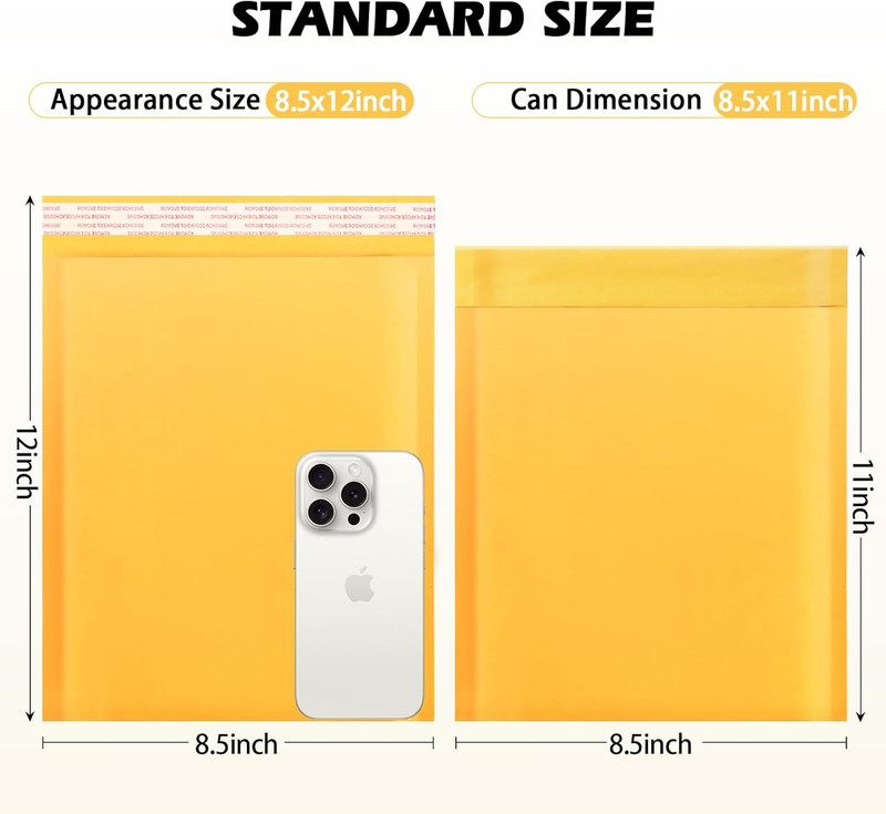 52Pack Yellow 8.5X12In Kraft Bubble Mailers Small Business Mailing Packages Self gallery