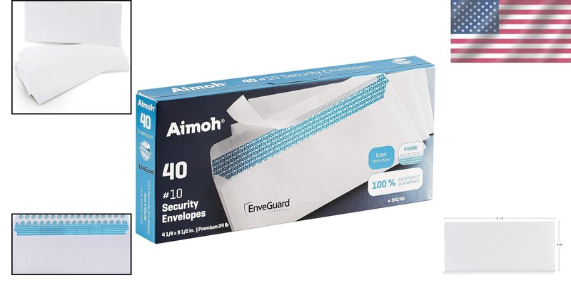 40 Pack Security Tinted Self-Seal Envelopes - No Window, Protective White Design gallery